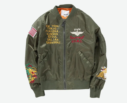 Embroidered Aviator Style Jacket