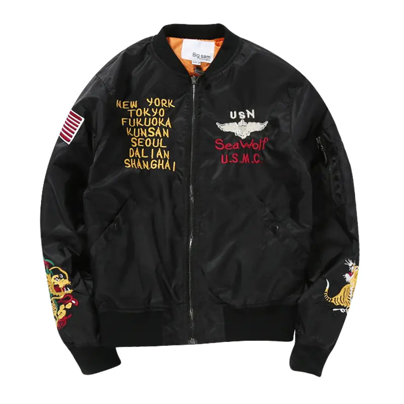 Embroidered Aviator Style Jacket