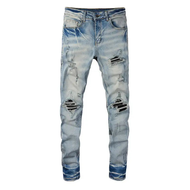 Distressed Patchwork Jeans