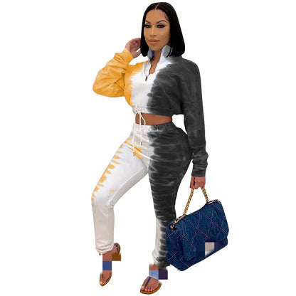 🏃‍♀️ Women’s 2-Piece Stretch Sportswear Set – Printed Tracksuit with Sweatshirt & Joggers